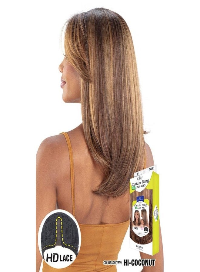 Shake-N-Go Equal Synthetic Curtain Bang Hd Lace Wig - Sage (1B OFFBLACK) - Image 2